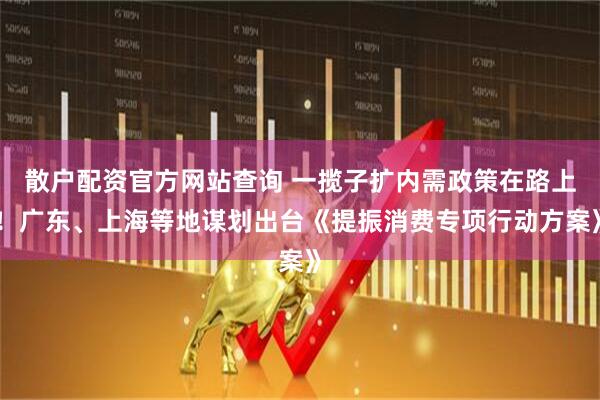 散戶配資官方網(wǎng)站查詢 一攬子擴內(nèi)需政策在路上！廣東、上海等地謀劃出臺《提振消費專項行動方案》