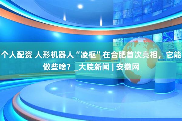 個人配資 人形機器人“凌樞”在合肥首次亮相，它能做些啥？_大皖新聞 | 安徽網(wǎng)